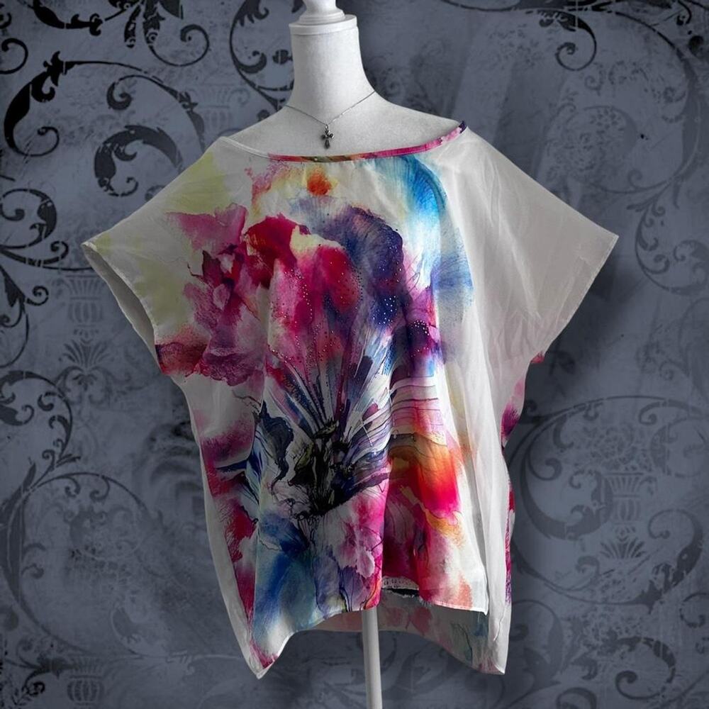 RARE FIND - watercolor abstract floral bloom dreamy batwing